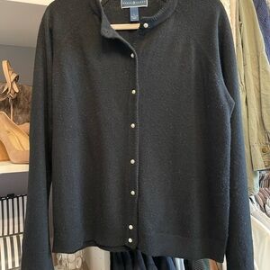 Karen Scott Black Cardigan with Pearl Details